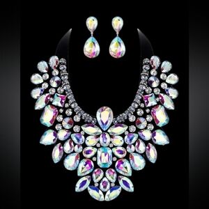 Exotic AB Multicolor Bejeweled Gothic Romance Collar Necklace